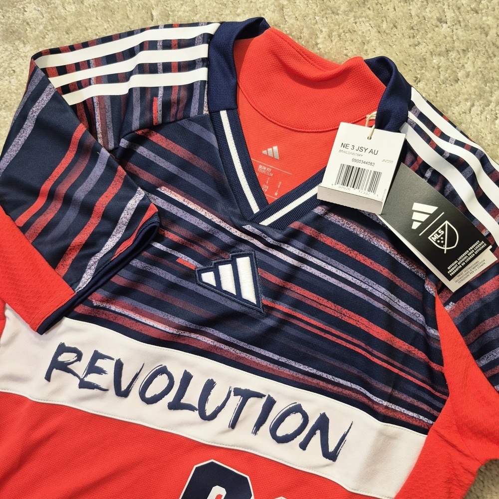 New England Revolution Official Jersey Third Mens Small Orange Embroidered Logo